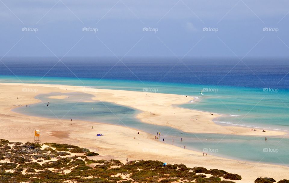 Swimming on the Atlantic Ocean on Fuerteventura island Canary Islands Spain   