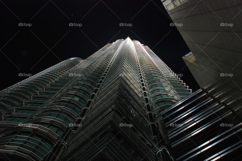 night skyscraper lights metal by paullj