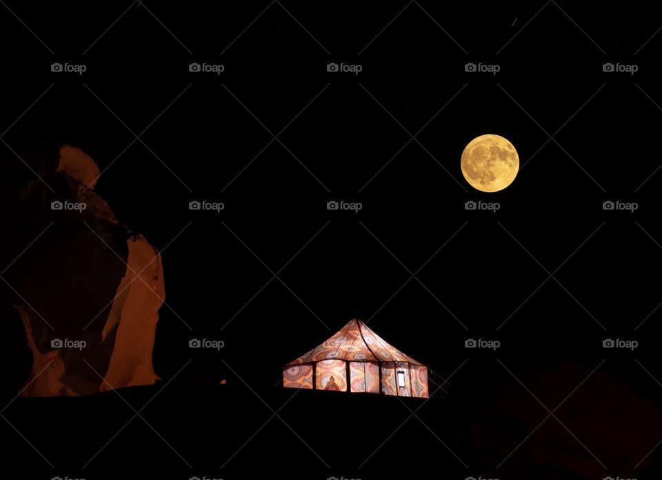 Camping under moonlight