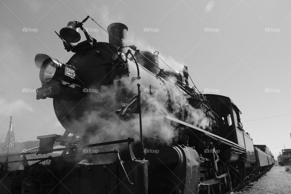 Steam train locomotive. 