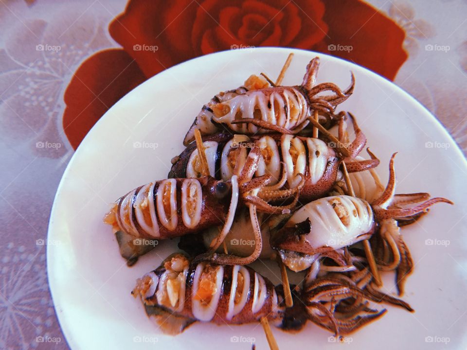 Stuffed seafood squid