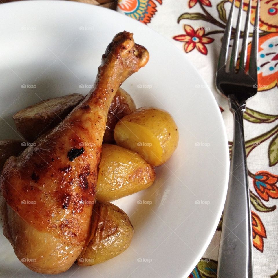 Roast chicken and potatoes 