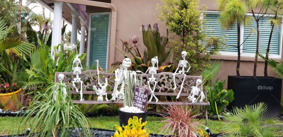 Halloween decorations skeleton family