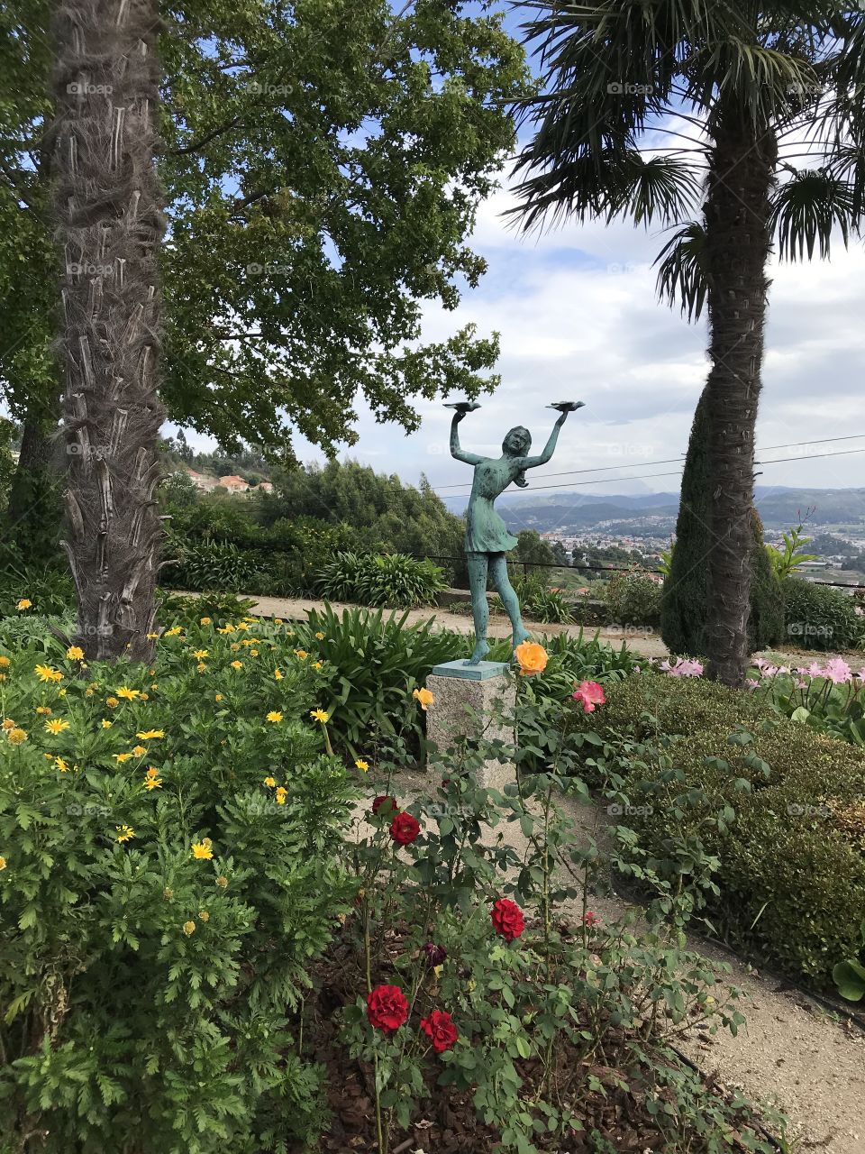 Girl statue in park