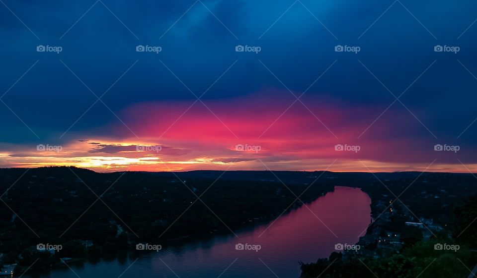 Sunset at Mount Bonnell in Austin, Texas. 