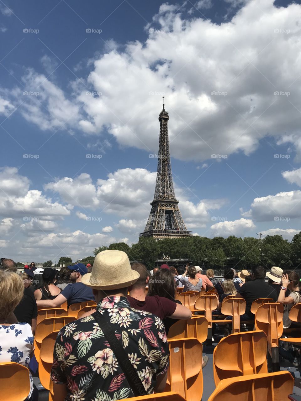 Eiffel Tower seen from a tourism boat