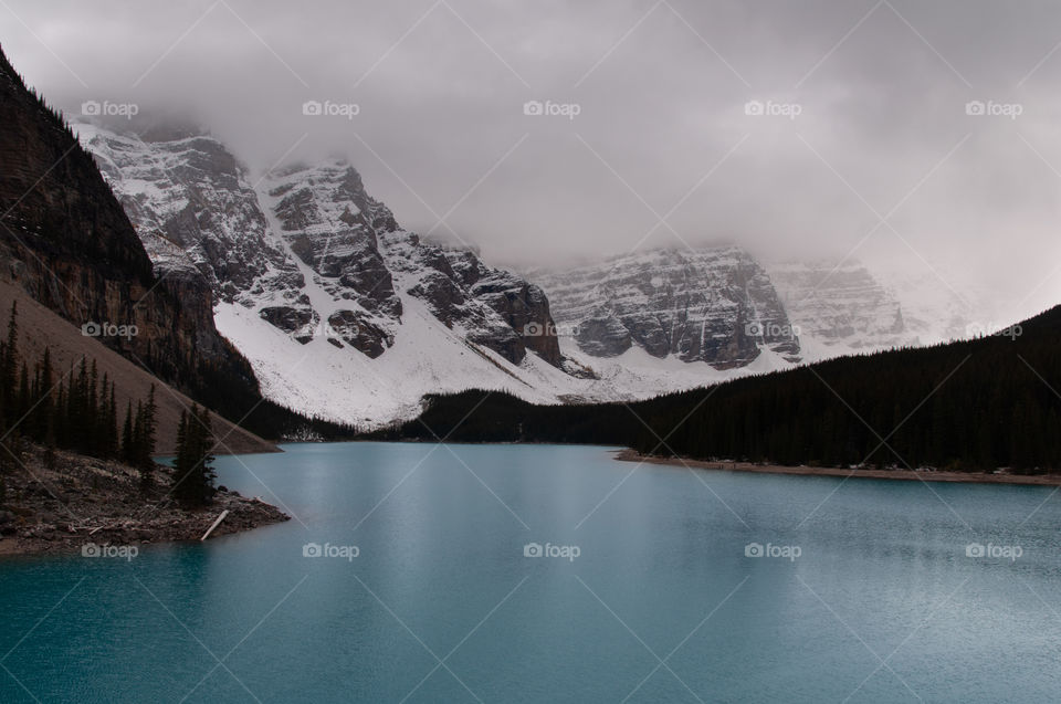 Snow at Lake Moraine, Banff national park, Canada