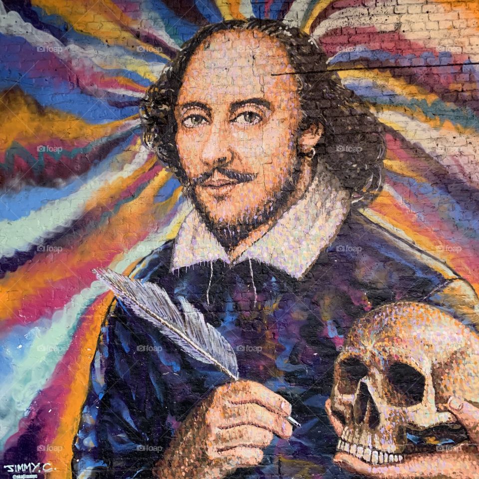 Abstract Shakespeare street art in London England
