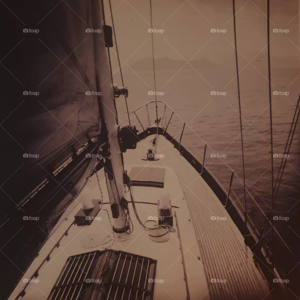 Sailing across the ocean.