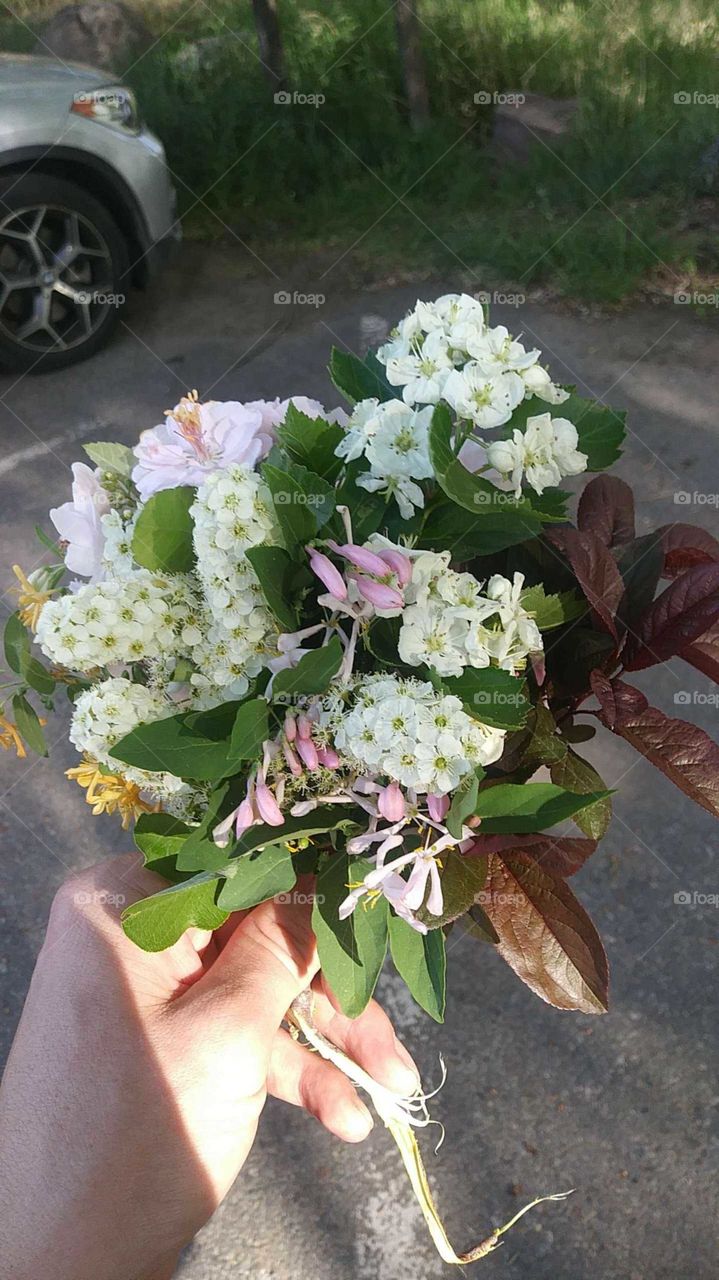 bouquet of flowers at work