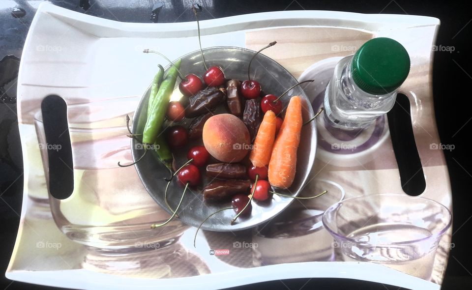 A typical Salad cum Fruit plate being used at Lunch time in Southern part of Kashmir( India).
keeps Apetite live & good for Heatlth