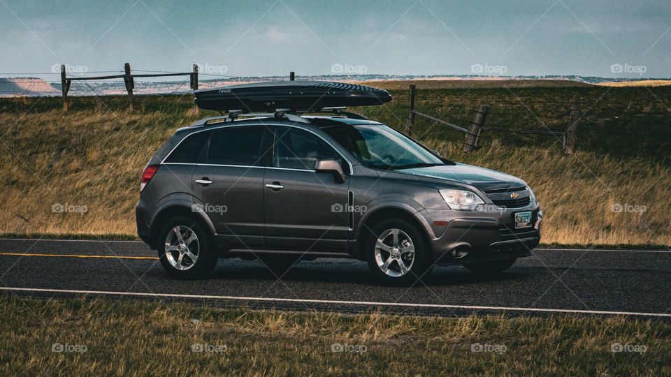 Family vehicle in motion.