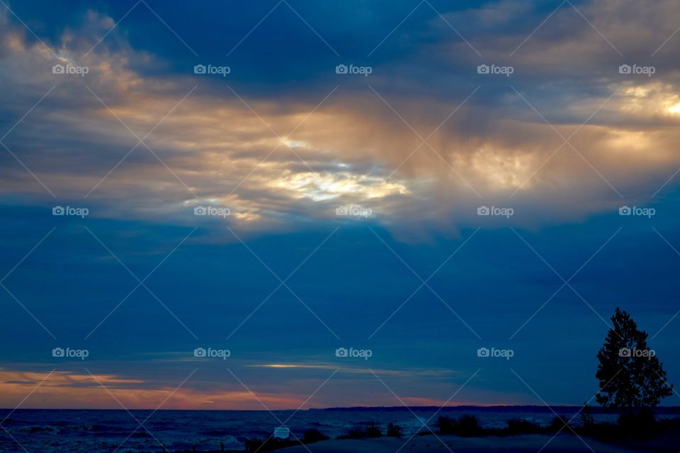 View of beach in stormy weather