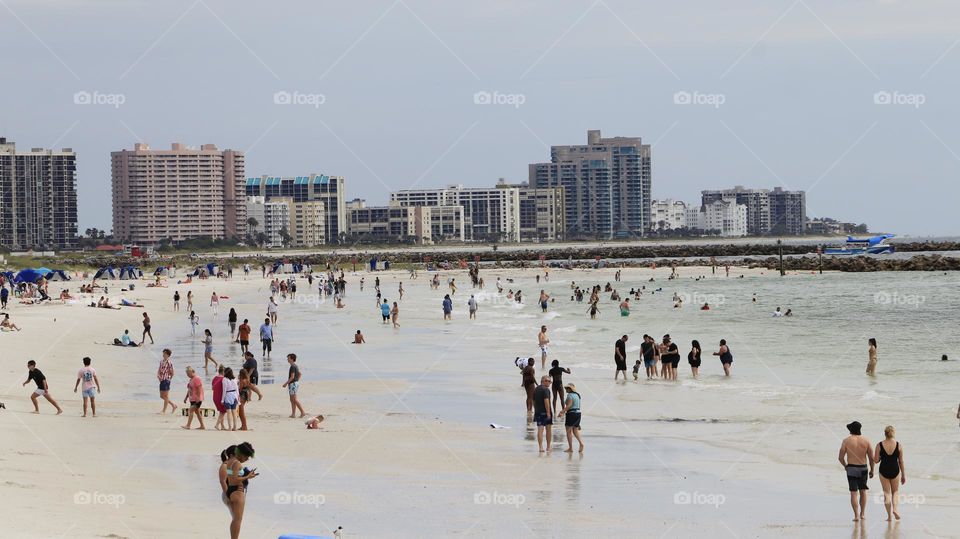 Beach full of people