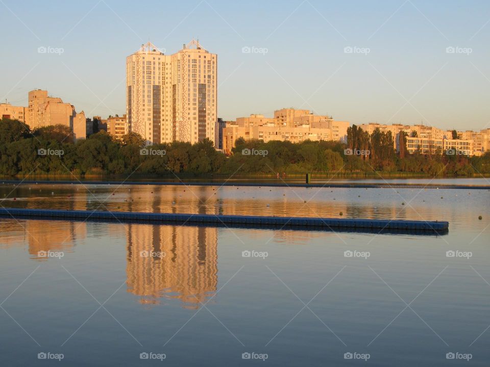 on the banks of the Voronezh River, evening, sunny summer day