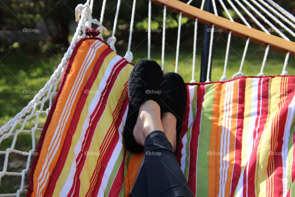 Acorn slippers in hammock 