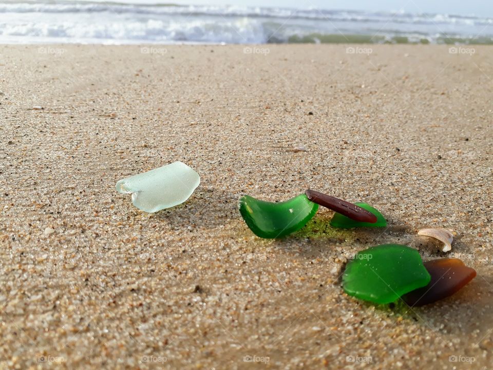 Seaglass on a beach