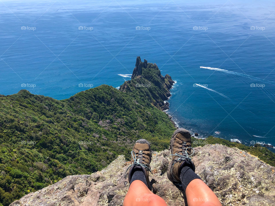 Climbing up to the top of the Bream Head summit induces a sense of vertigo when looking down