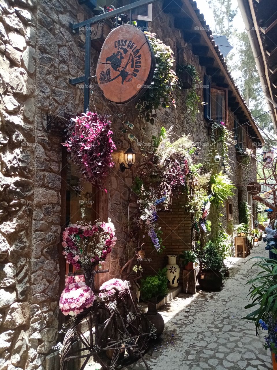 Little street in Val'quirico, Tlaxcala, Mexico