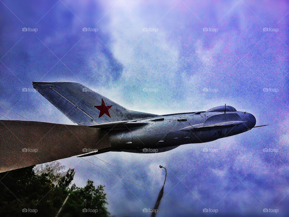 sky flying plane monument by penguincody