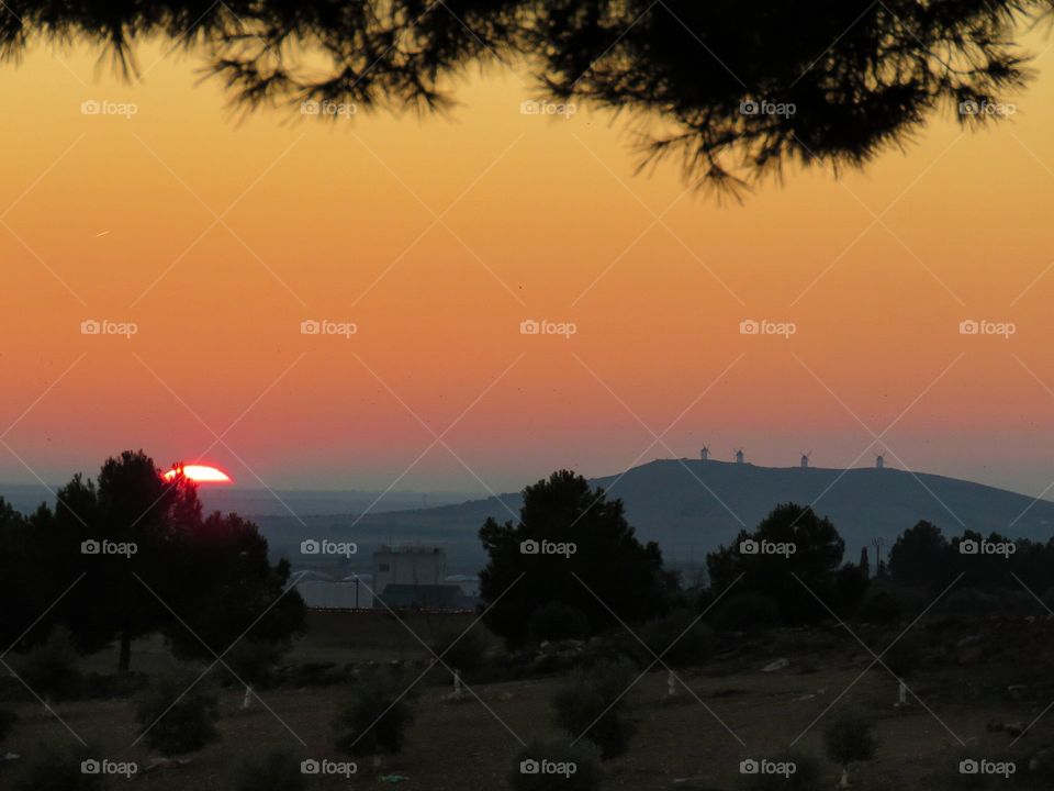 Sunset and windmills