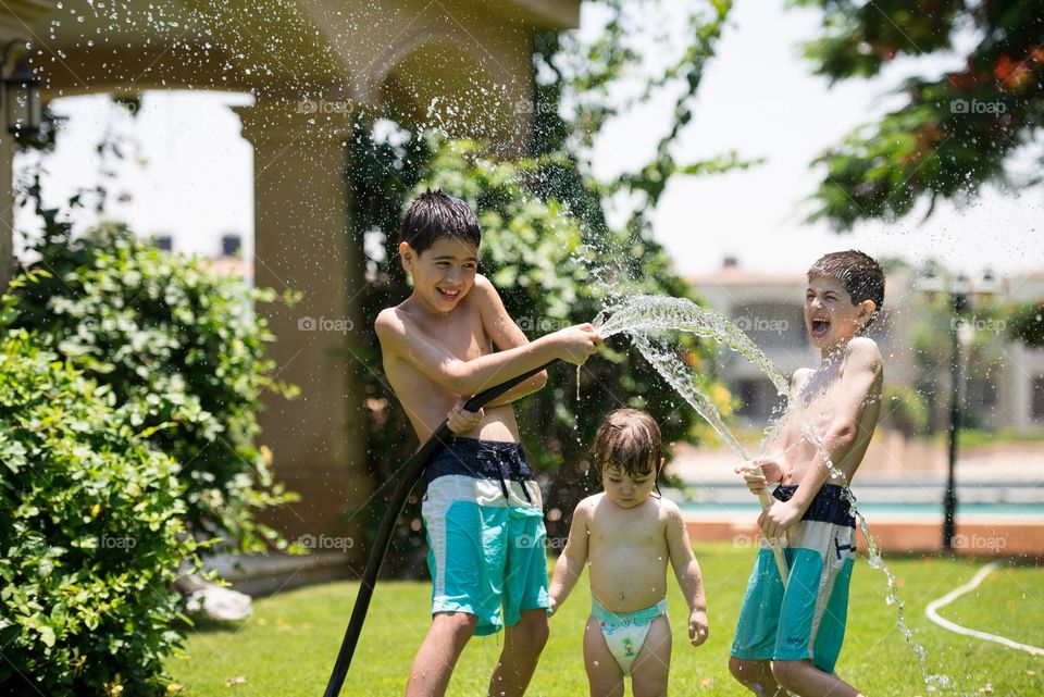 kids playing with water