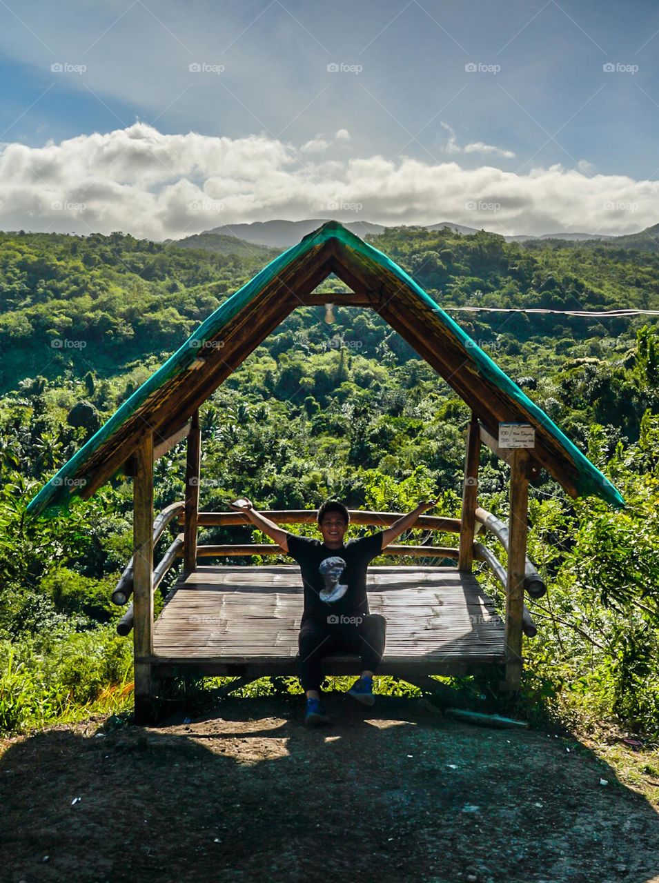 My Son on a View deck of Tourist spot