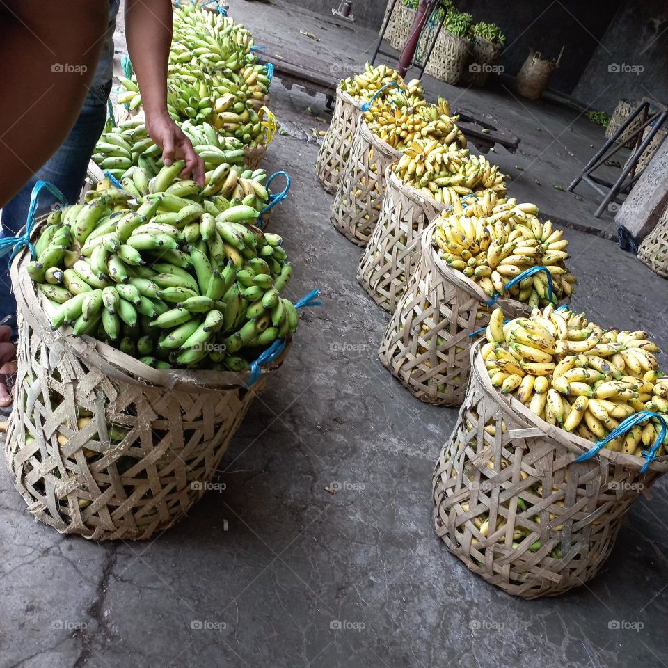 Pile of bananas ready to be marketed