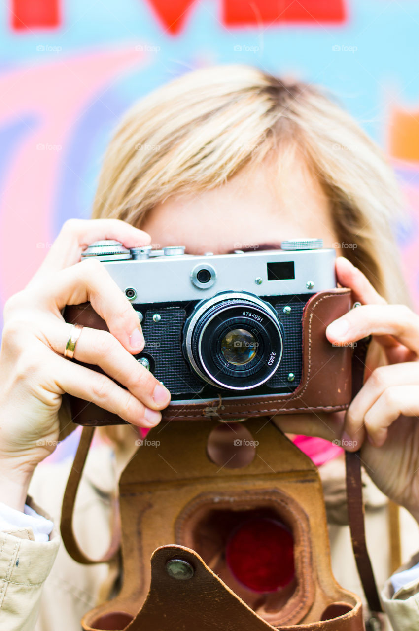 girl with retro camera