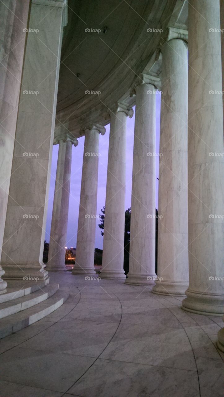 Columns at dusk. Jefferson Memorial
