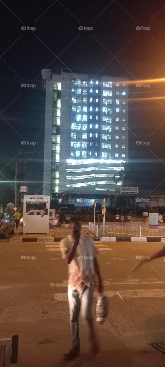 Twinkling windows , the beauty of evening light. Bask in the beauty of evening light with the view of light twinkling from these windows at night