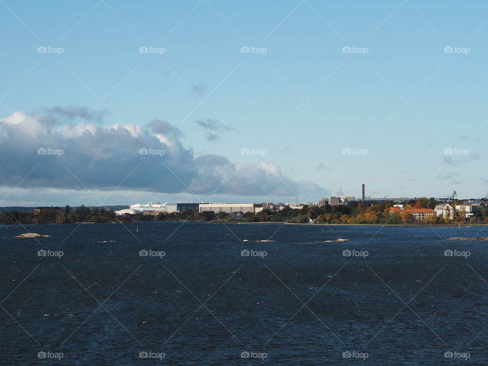 Helsinki harbor in fall