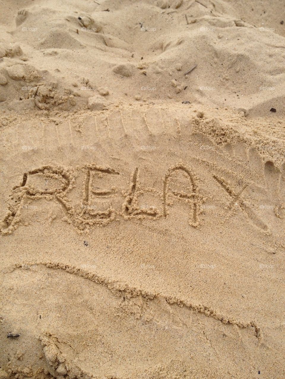 beach relax sand writing by sunnydee