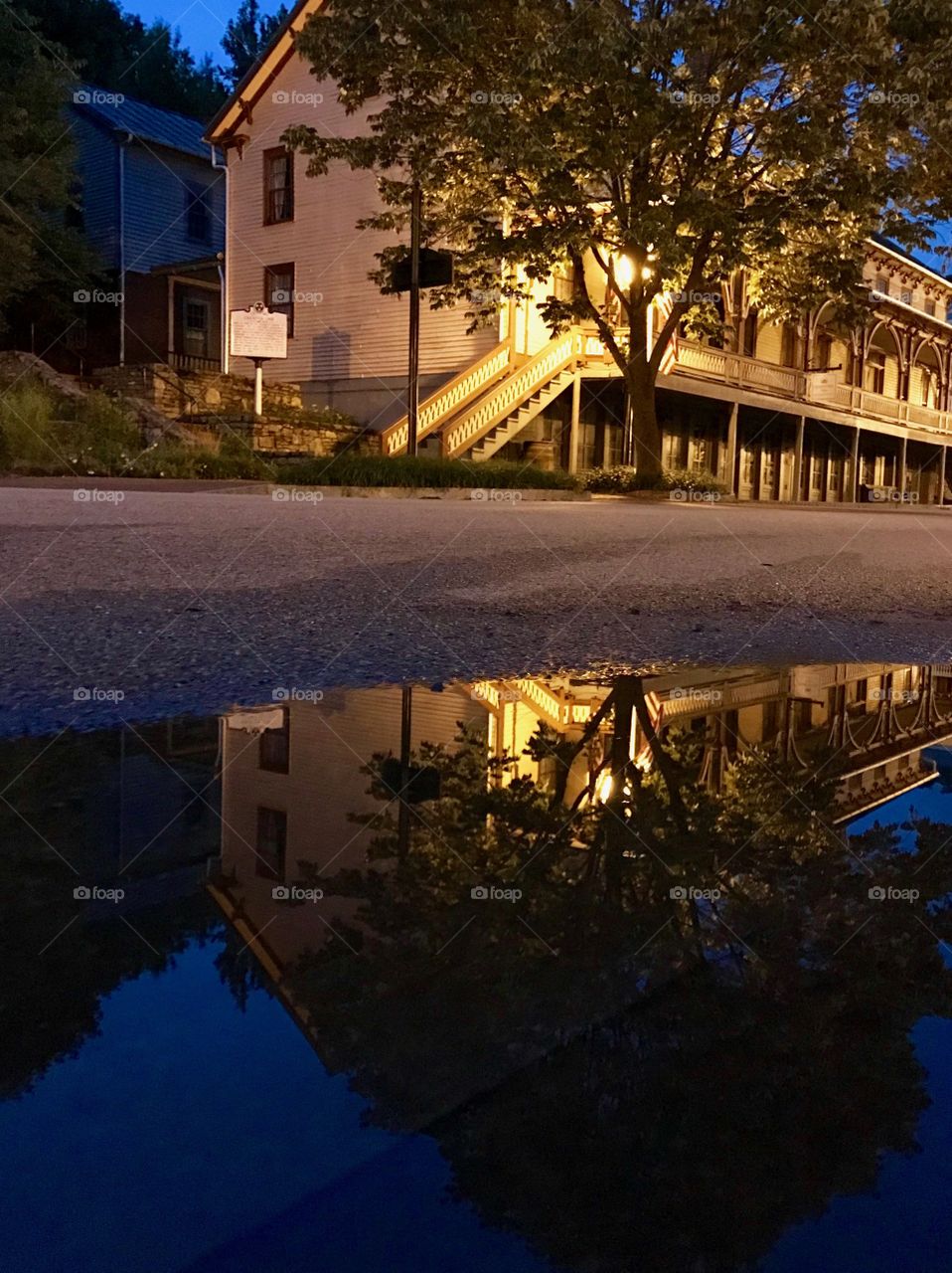 Water reflection of historical Jonesboro