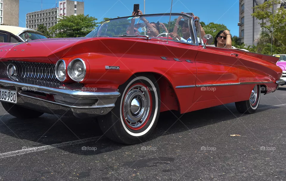 A 1960 Red Buick in Havana City, Cuba