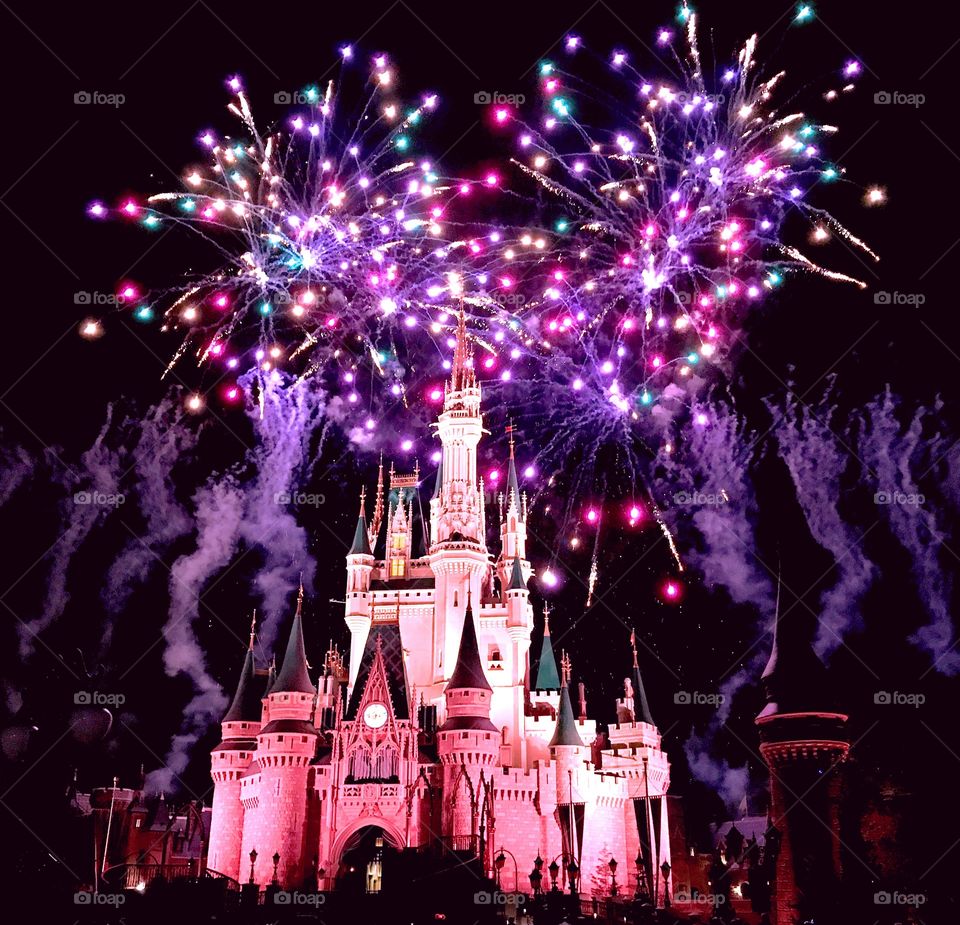 Fireworks show at Disney's Magic Kingdom. 