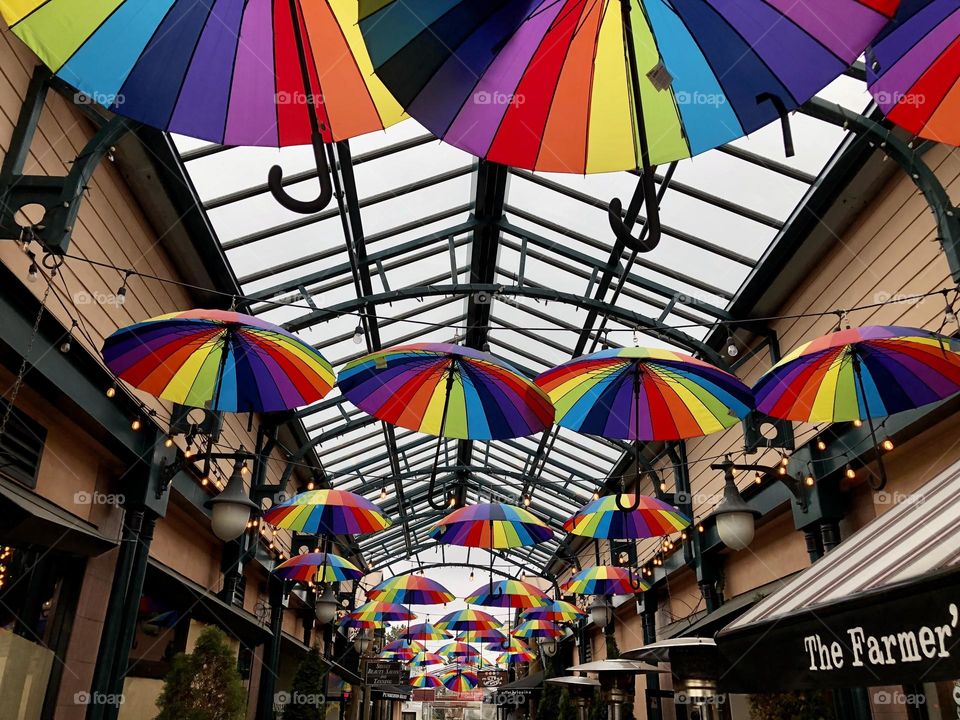 Rainbow Umbrellas Raining 