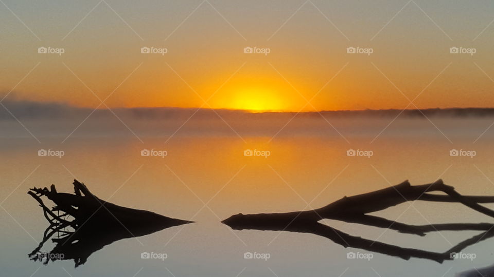 Foggy Sunrise Over Lake Thunderbird Norman Oklahoma
