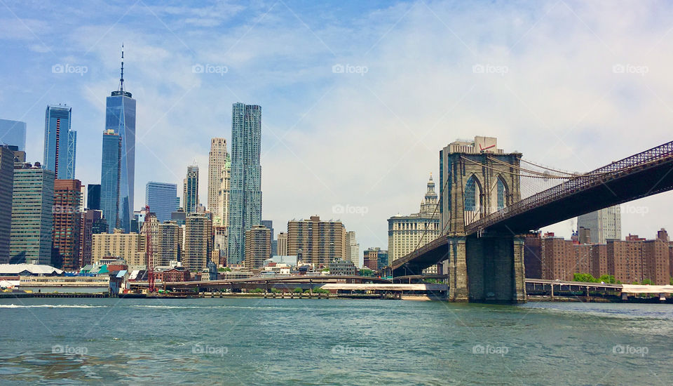 Brooklyn Bridge and Lower Manhattan from across the East River 