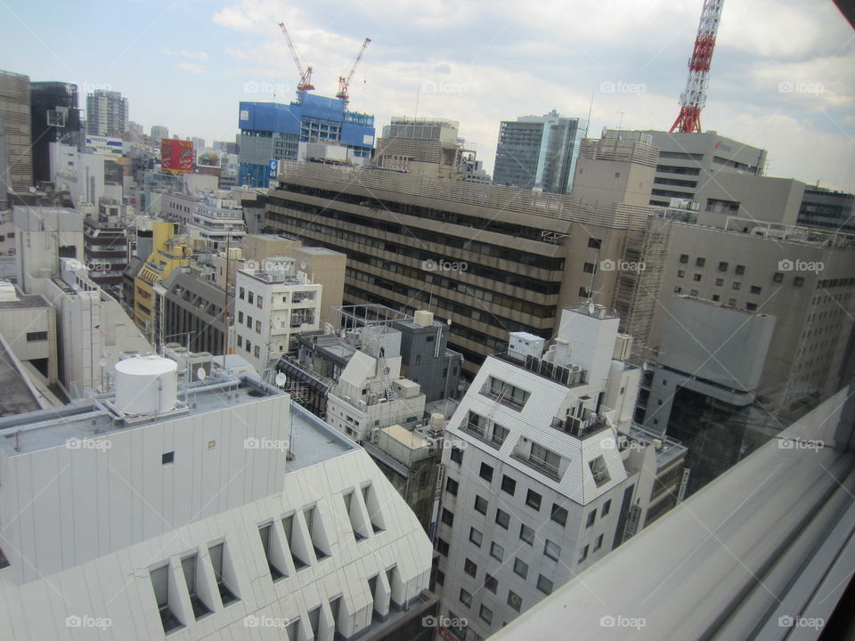 Ginza, Tokyo, Japan. 	Business and Industrial Buildings.  View from high window