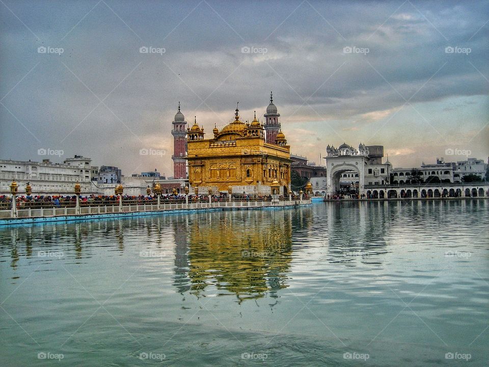 The Harmandir Sahib, also known as Darbar Sahib ("Abode of God", "Exalted Holy Court"), is a Gurudwara in Amritsar. It is usually called the Golden Temple in English, because it is plated with gold.