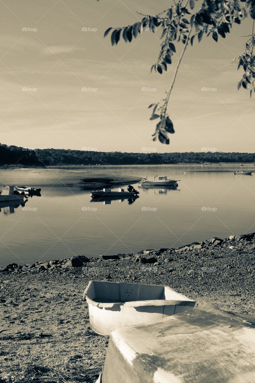 Boats On A Lake In Cold Springs Harbor New York