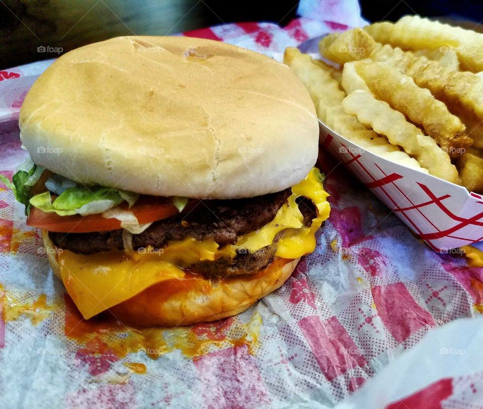 double cheeseburger and fries