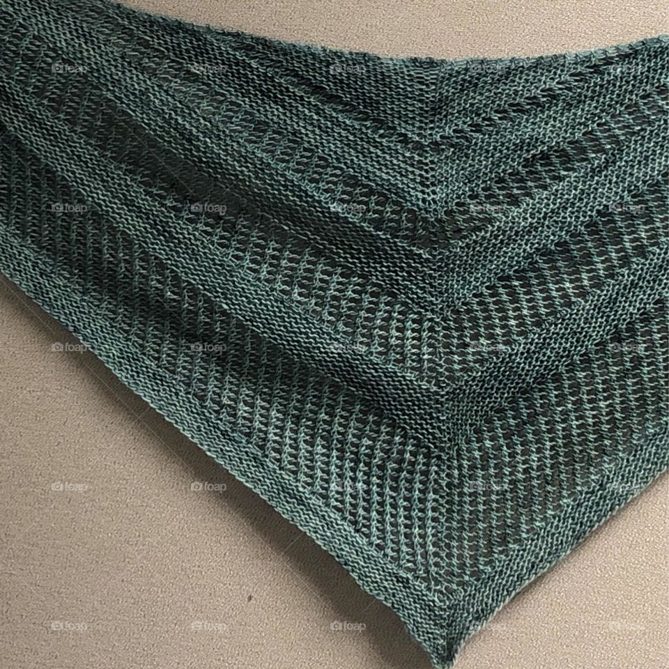 Hand knit draped shawl 