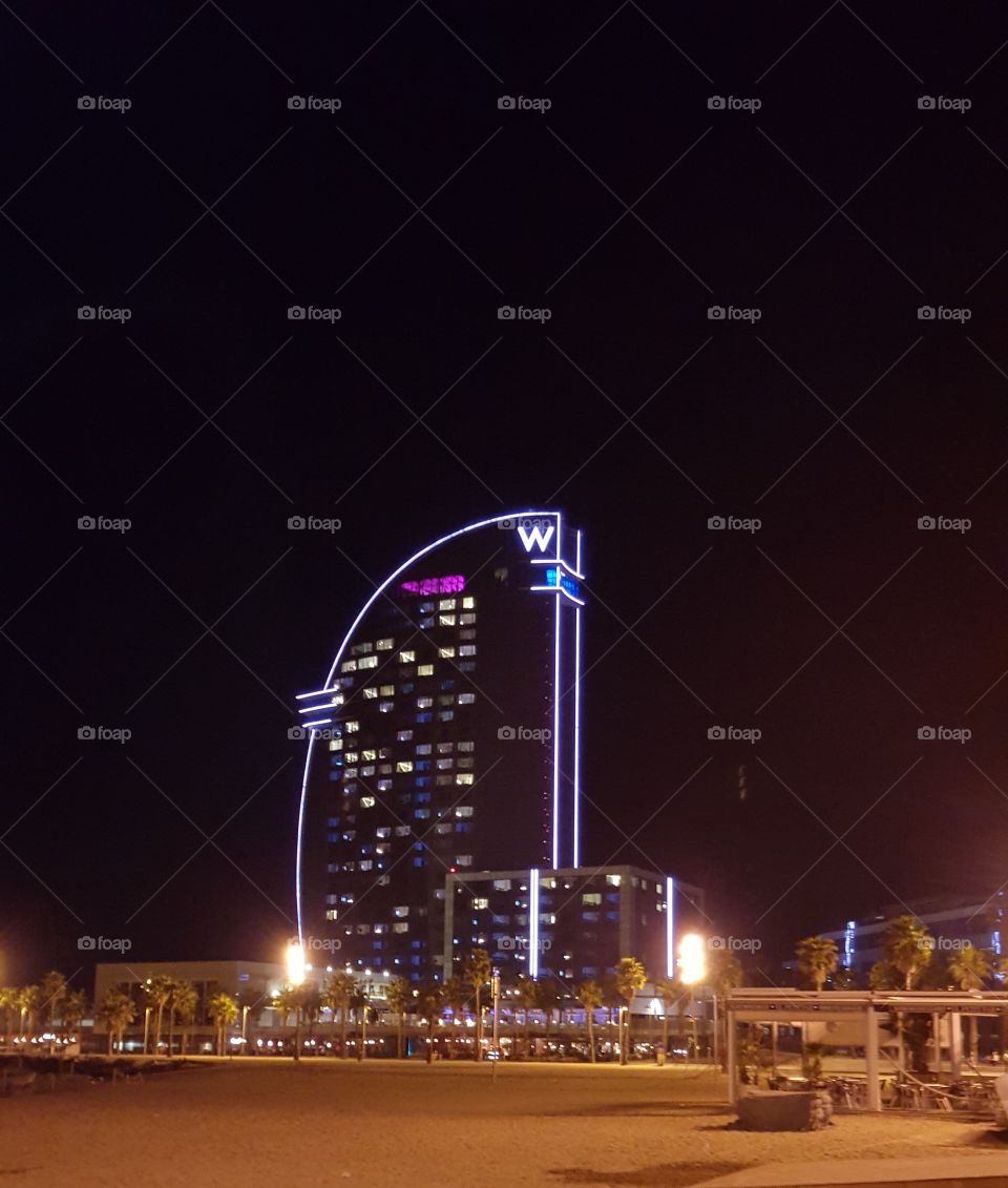 Building#skyscraper#lights#night#beach#hotel