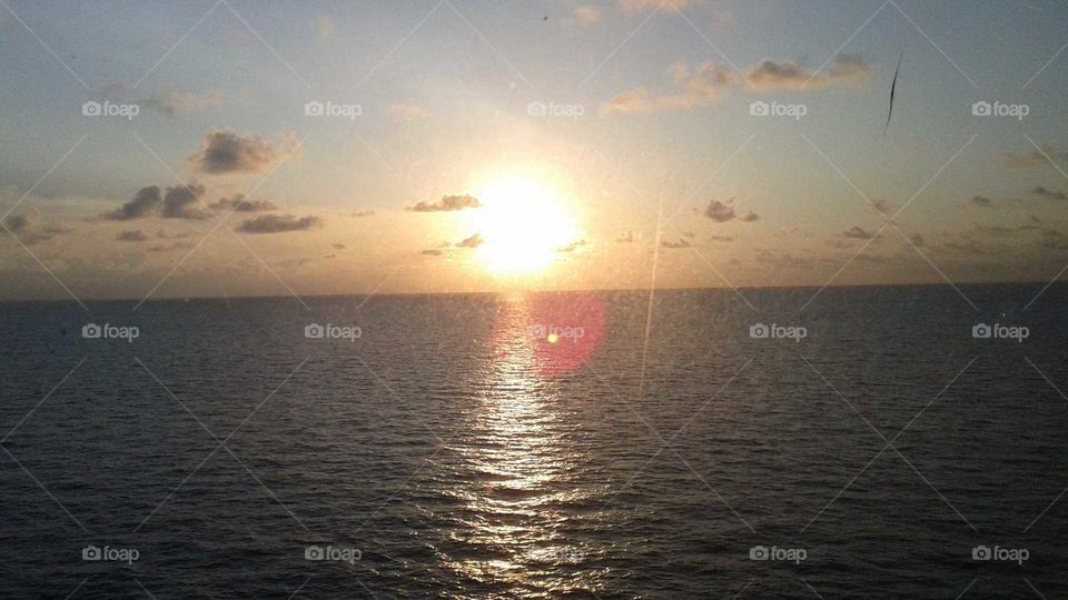 Sunset on a cruise ship