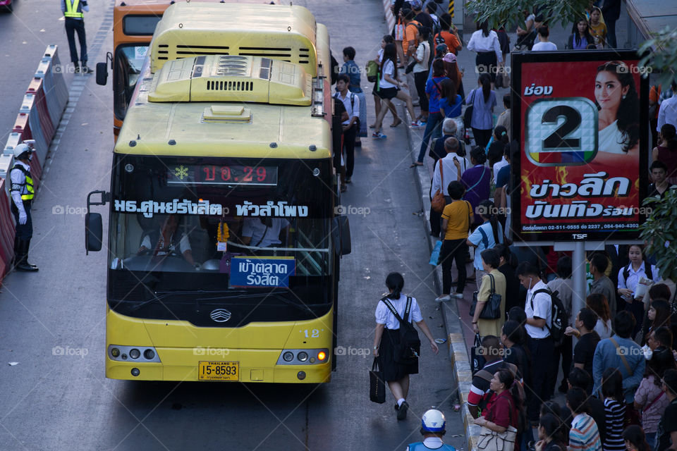 Bus in the bus station in Bangkok Thailand 