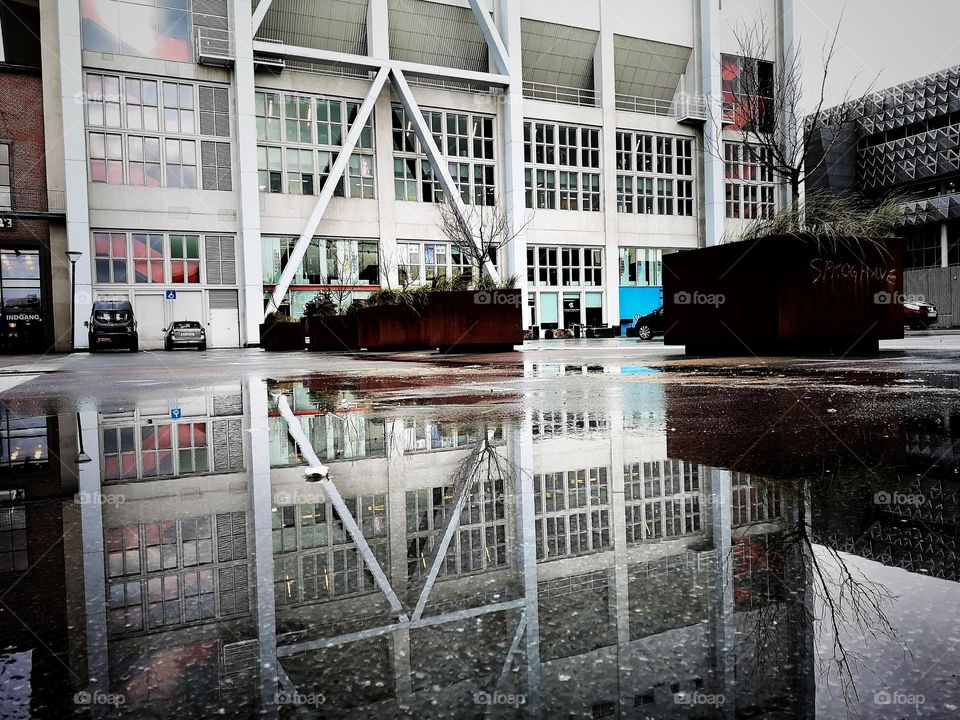 Architecture in water reflection