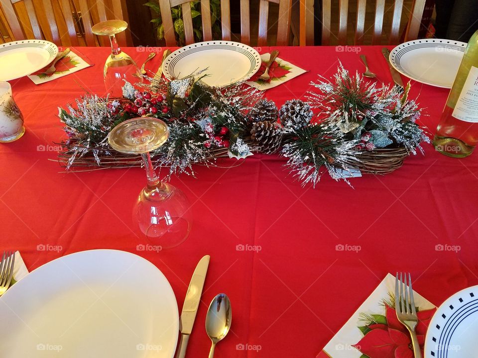 Christmas dinner setup