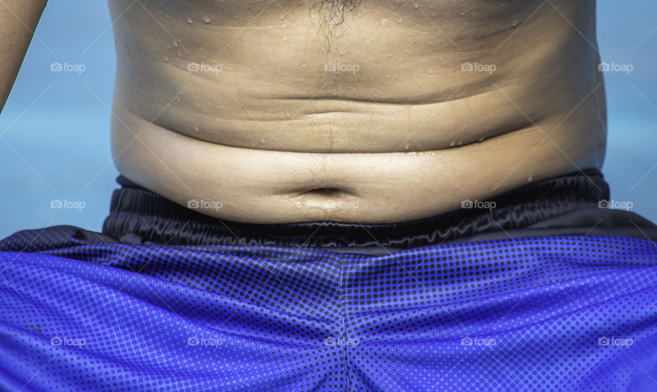 The belly skin men with excess fat.